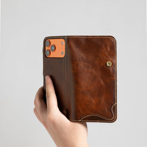 Slank leren hoesje voor iPhone en pasje