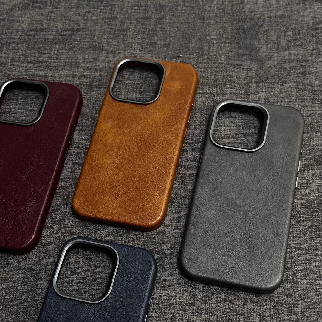 Leren iPhone-hoesje met MagSafe, voorkant zichtbaar