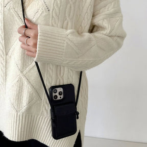 Lerenlook Crossbody Telefoonhoesje Voor iPhone Met Pasjesvak