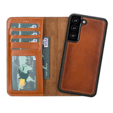 Magische Samsung Galaxy S22-Serie, abnehmbare Echtleder-Brieftaschenhülle – MW