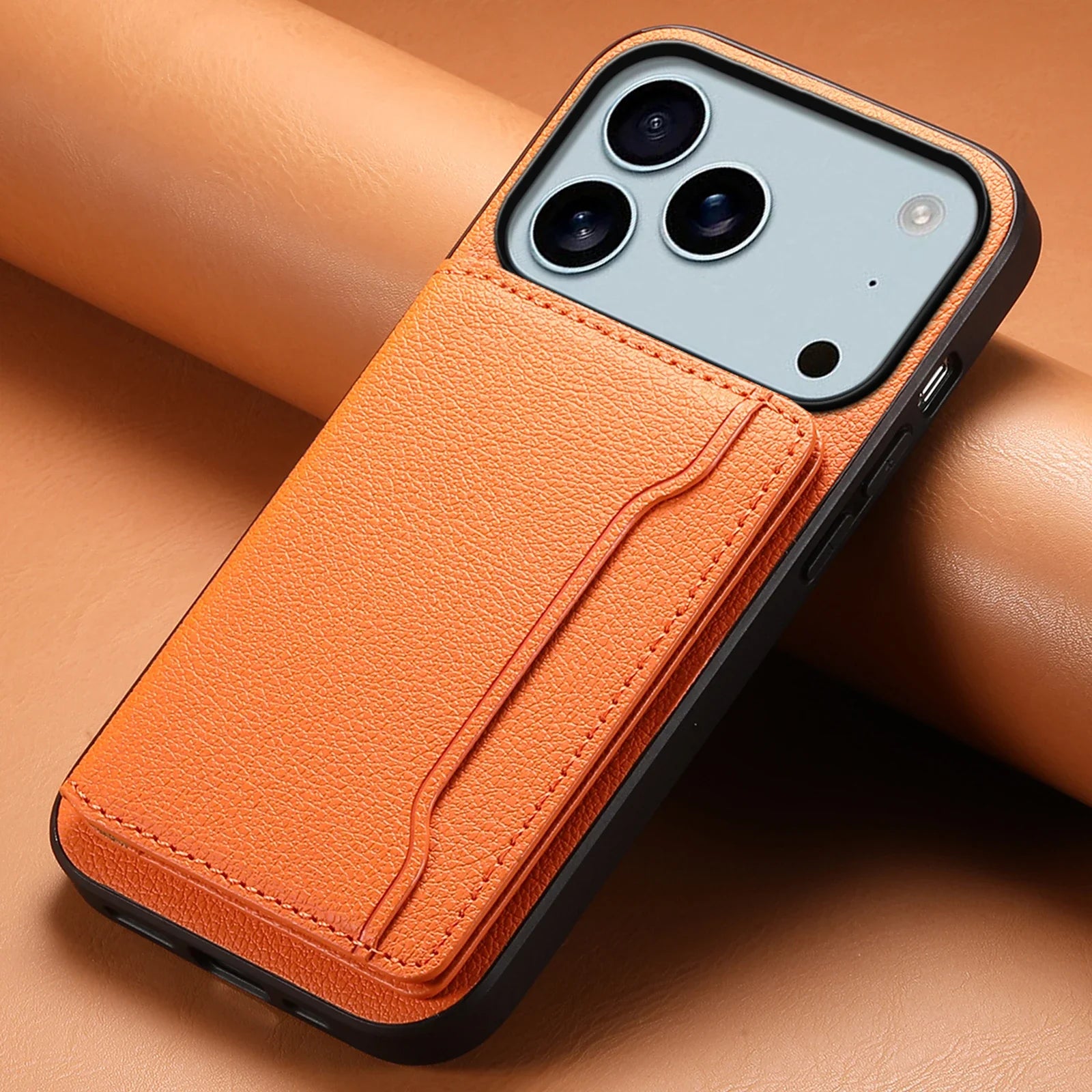 Vegan leren iPhone hoesje met handig kaartvak aan de achterkant