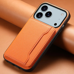 Vegan leren iPhone hoesje met handig kaartvak aan de achterkant