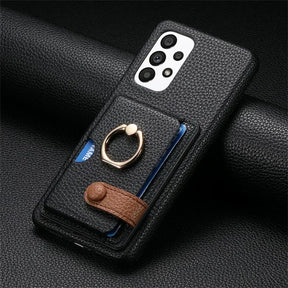 Telefoonhoesje met Pasjesvak en Ring Lerenlook