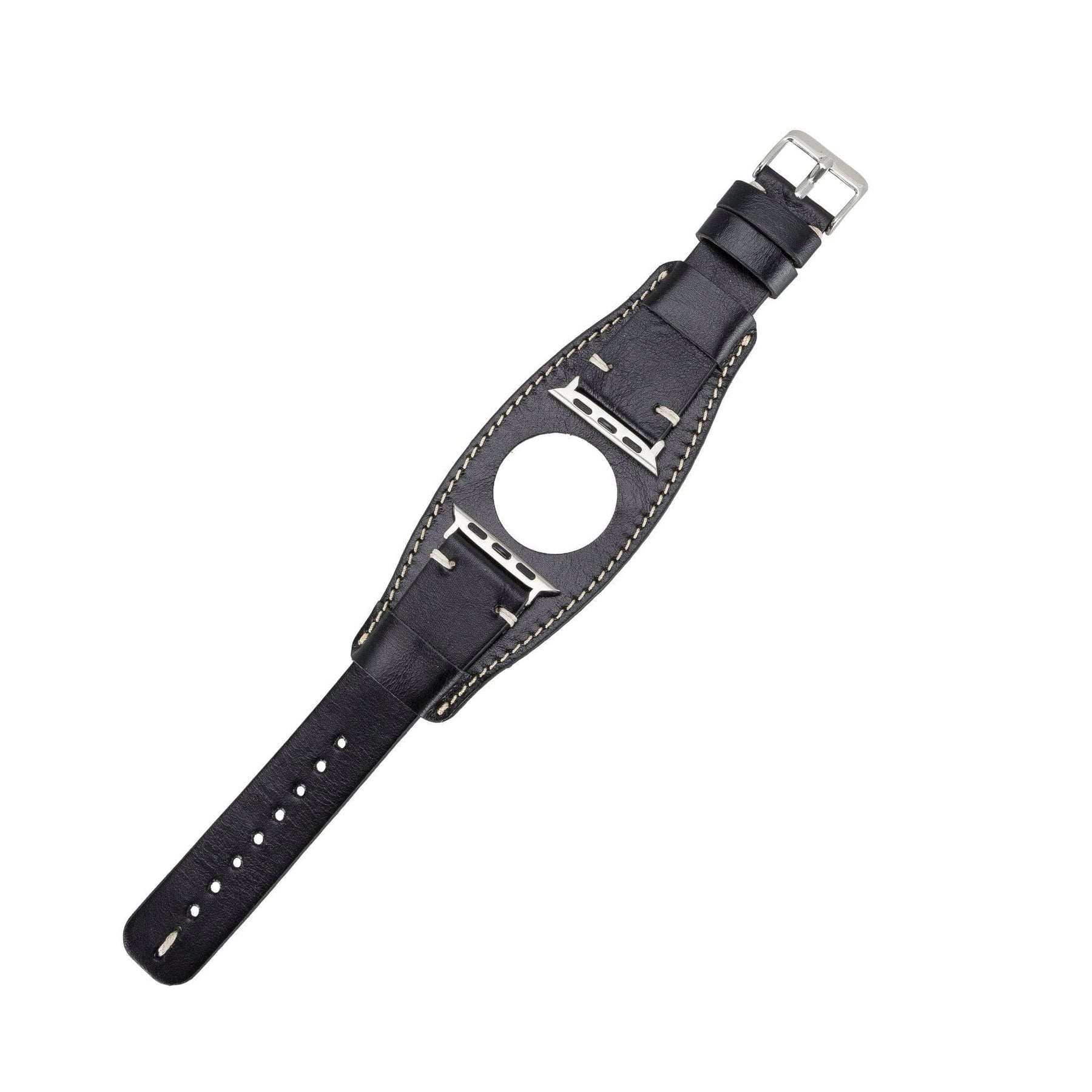 Apple-Watch-Armband aus echtem Leder im Manschettenstil
