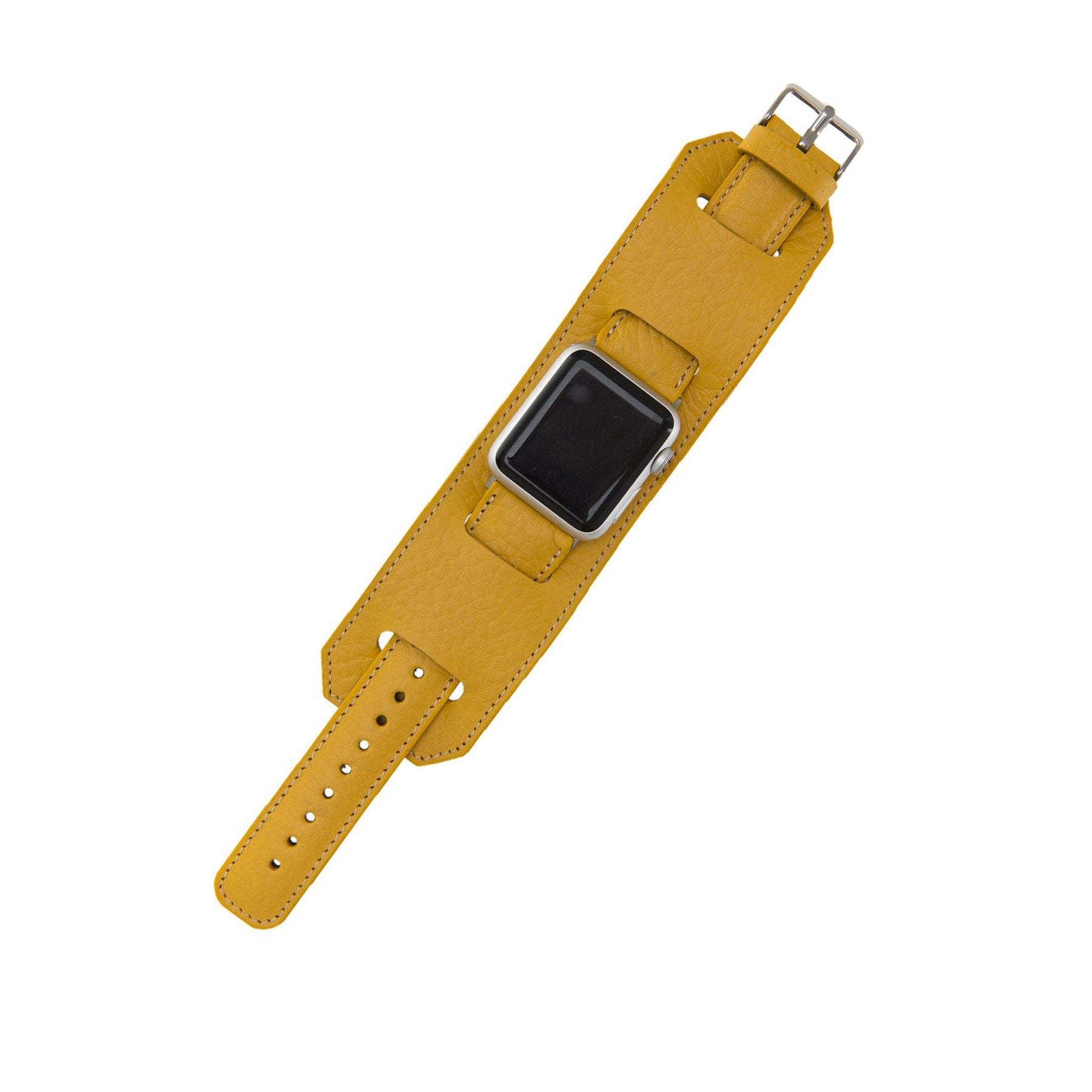 Apple-Watch-Armband aus echtem Leder im Manschettenstil