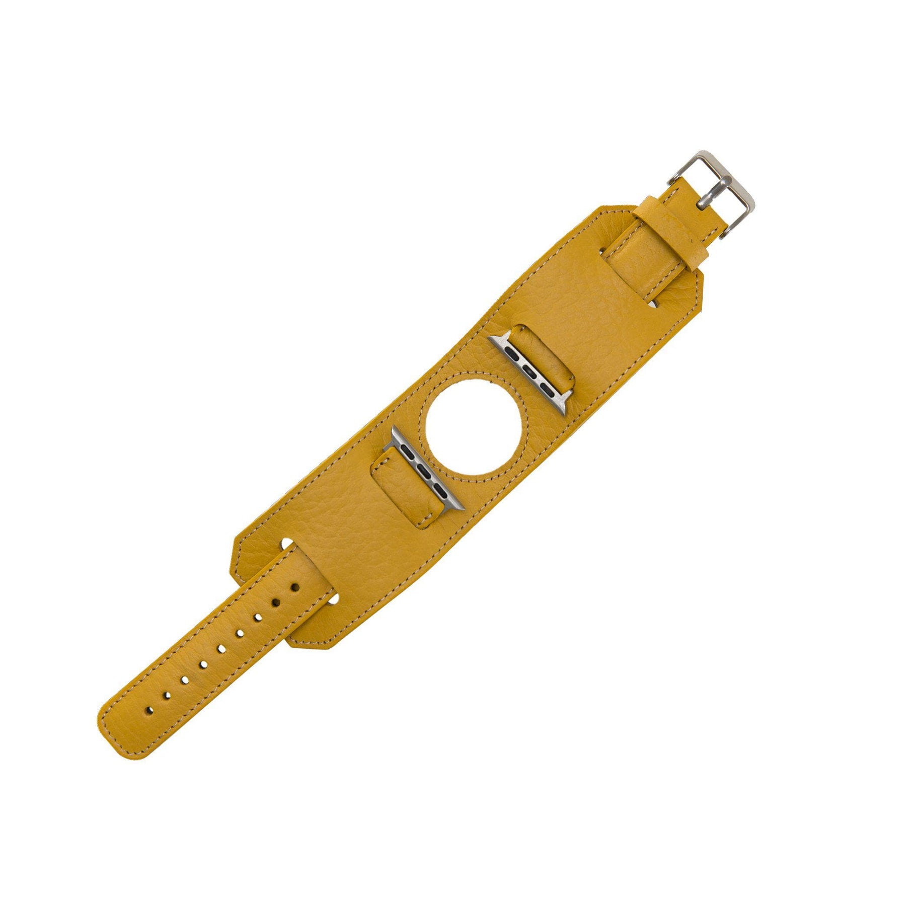 Apple-Watch-Armband aus echtem Leder im Manschettenstil