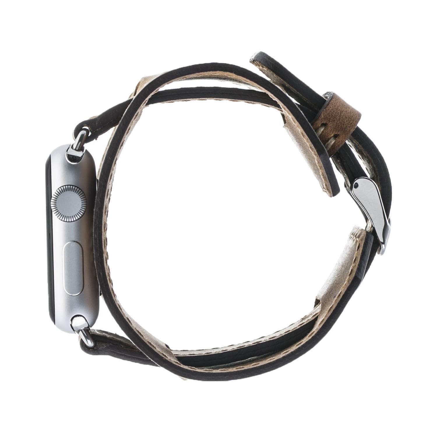 Apple-Watch-Armband aus echtem Leder im Manschettenstil