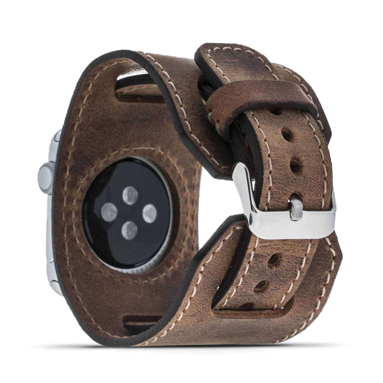 Apple-Watch-Armband aus echtem Leder im Manschettenstil