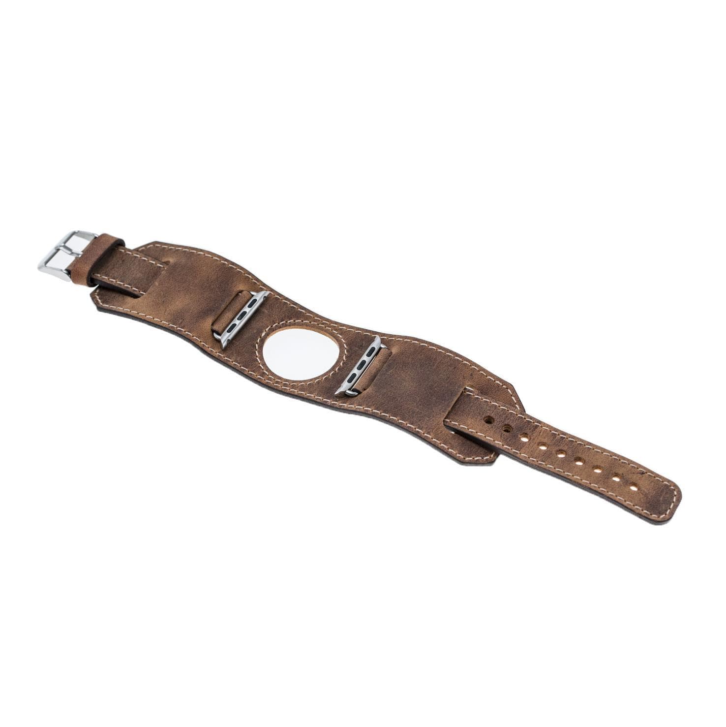 Apple-Watch-Armband aus echtem Leder im Manschettenstil