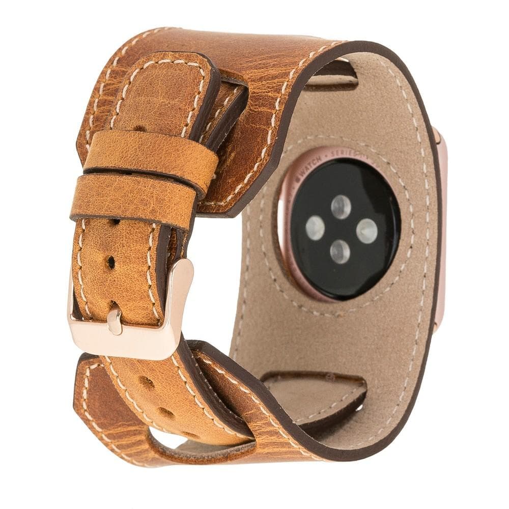 Apple-Watch-Armband aus echtem Leder im Manschettenstil