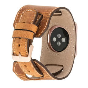 Apple-Watch-Armband aus echtem Leder im Manschettenstil