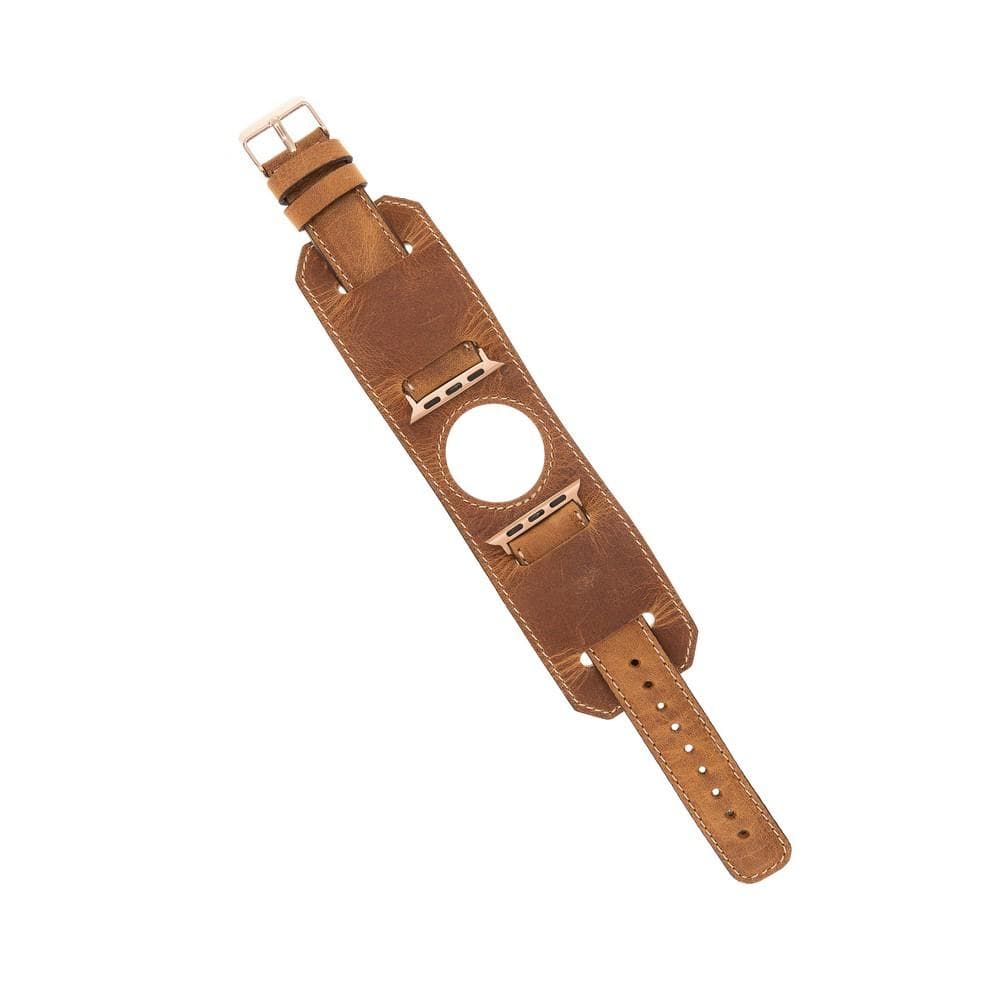 Apple-Watch-Armband aus echtem Leder im Manschettenstil