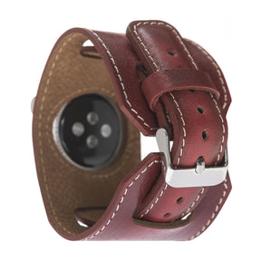 Apple-Watch-Armband aus echtem Leder im Manschettenstil