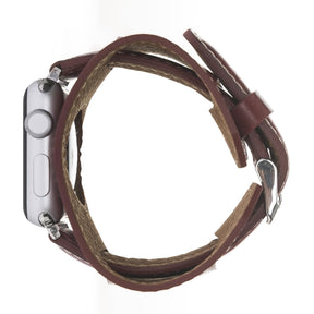 Apple-Watch-Armband aus echtem Leder im Manschettenstil