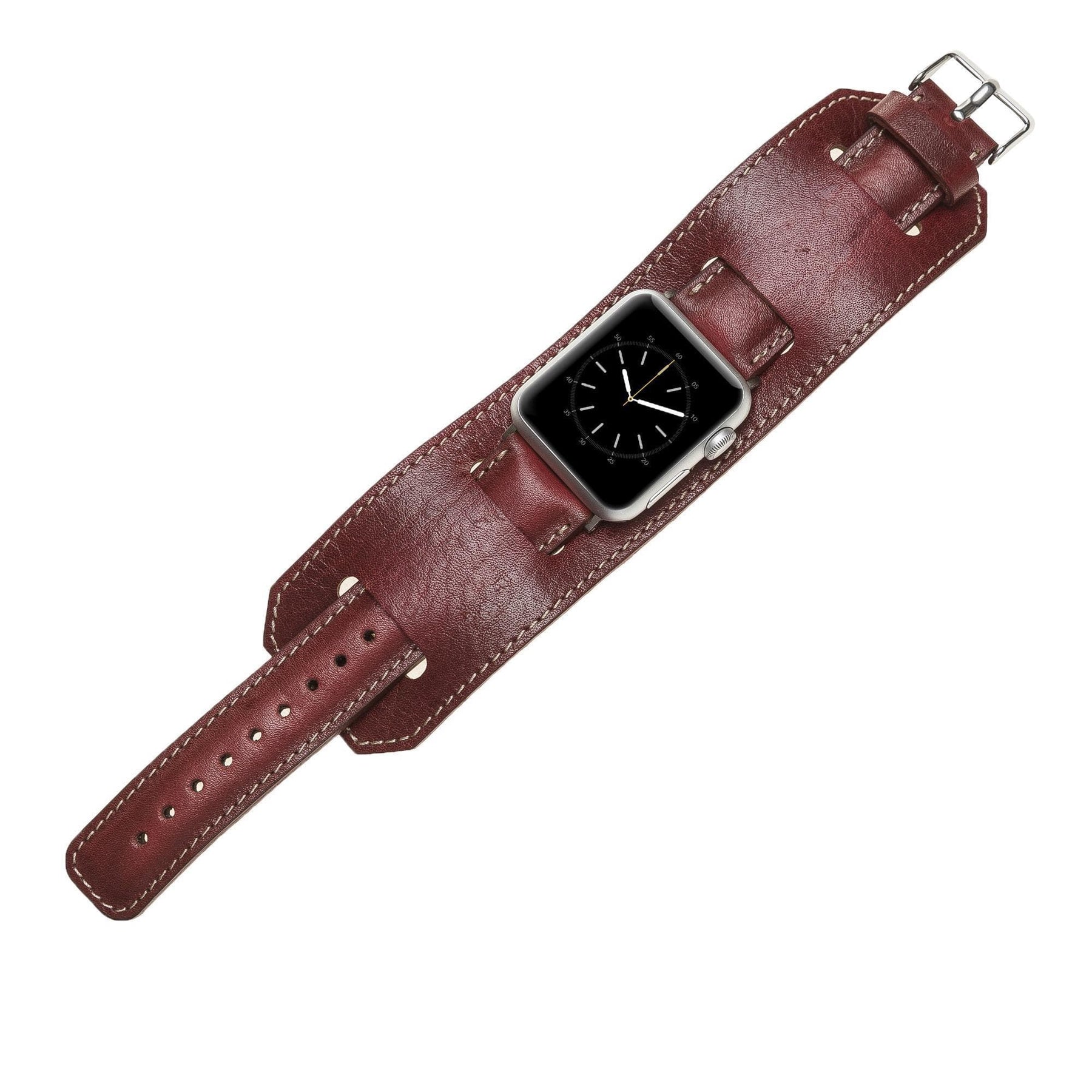 Apple-Watch-Armband aus echtem Leder im Manschettenstil