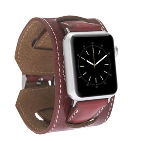 Apple-Watch-Armband aus echtem Leder im Manschettenstil