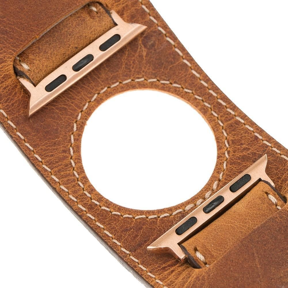 Apple-Watch-Armband aus echtem Leder im Manschettenstil