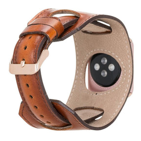 Apple-Watch-Armband aus echtem Leder im Manschettenstil