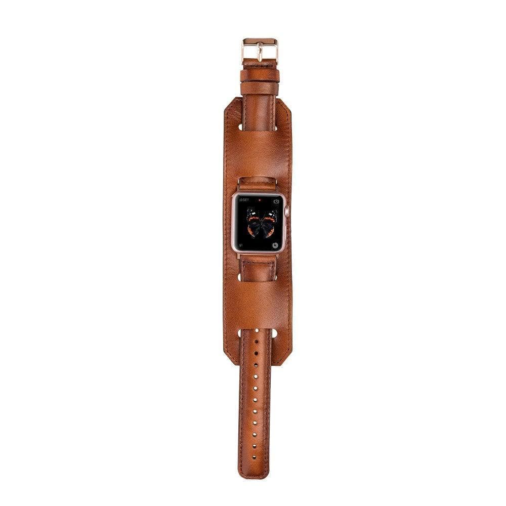 Apple-Watch-Armband aus echtem Leder im Manschettenstil
