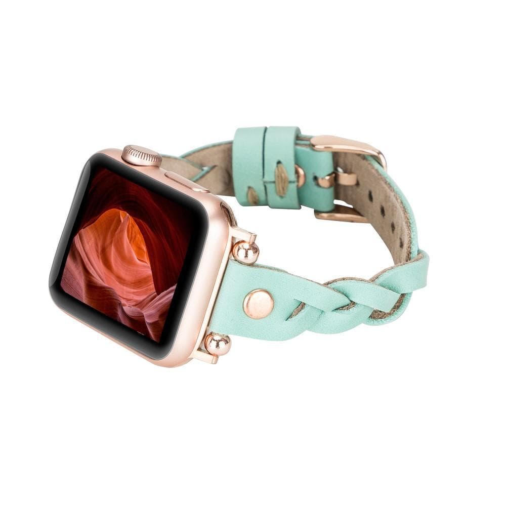 Wanda Ferro geflochtenes Apple-Watch-Armband aus echtem Leder im Trok-Stil in Roségold