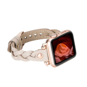 Wanda Ferro geflochtenes Apple-Watch-Armband aus echtem Leder im Trok-Stil in Roségold