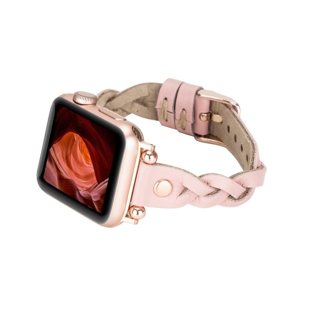 Wanda Ferro geflochtenes Apple-Watch-Armband aus echtem Leder im Trok-Stil in Roségold