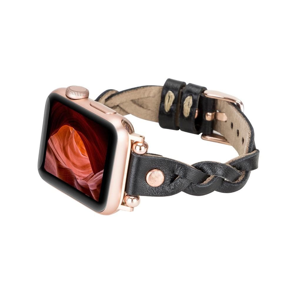 Wanda Ferro geflochtenes Apple-Watch-Armband aus echtem Leder im Trok-Stil in Roségold