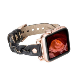 Wanda Ferro geflochtenes Apple-Watch-Armband aus echtem Leder im Trok-Stil in Roségold