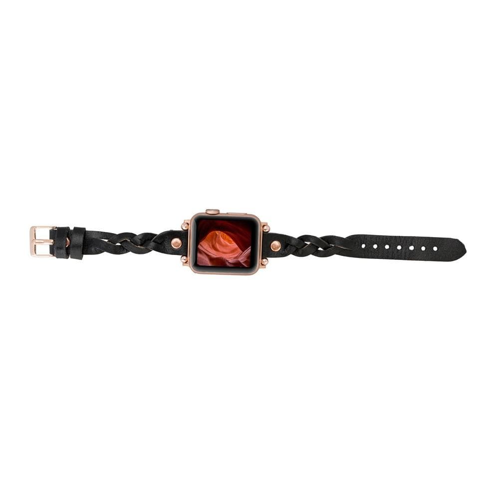 Wanda Ferro geflochtenes Apple-Watch-Armband aus echtem Leder im Trok-Stil in Roségold