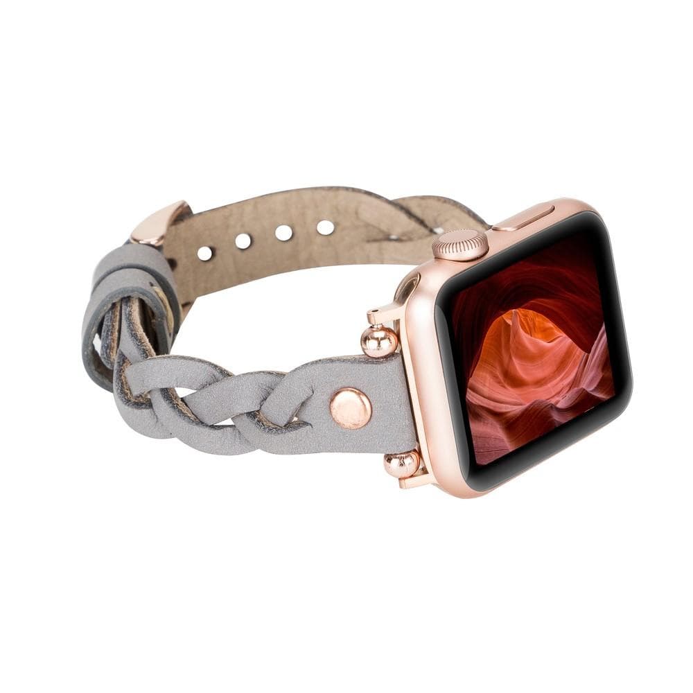 Wanda Ferro geflochtenes Apple-Watch-Armband aus echtem Leder im Trok-Stil in Roségold