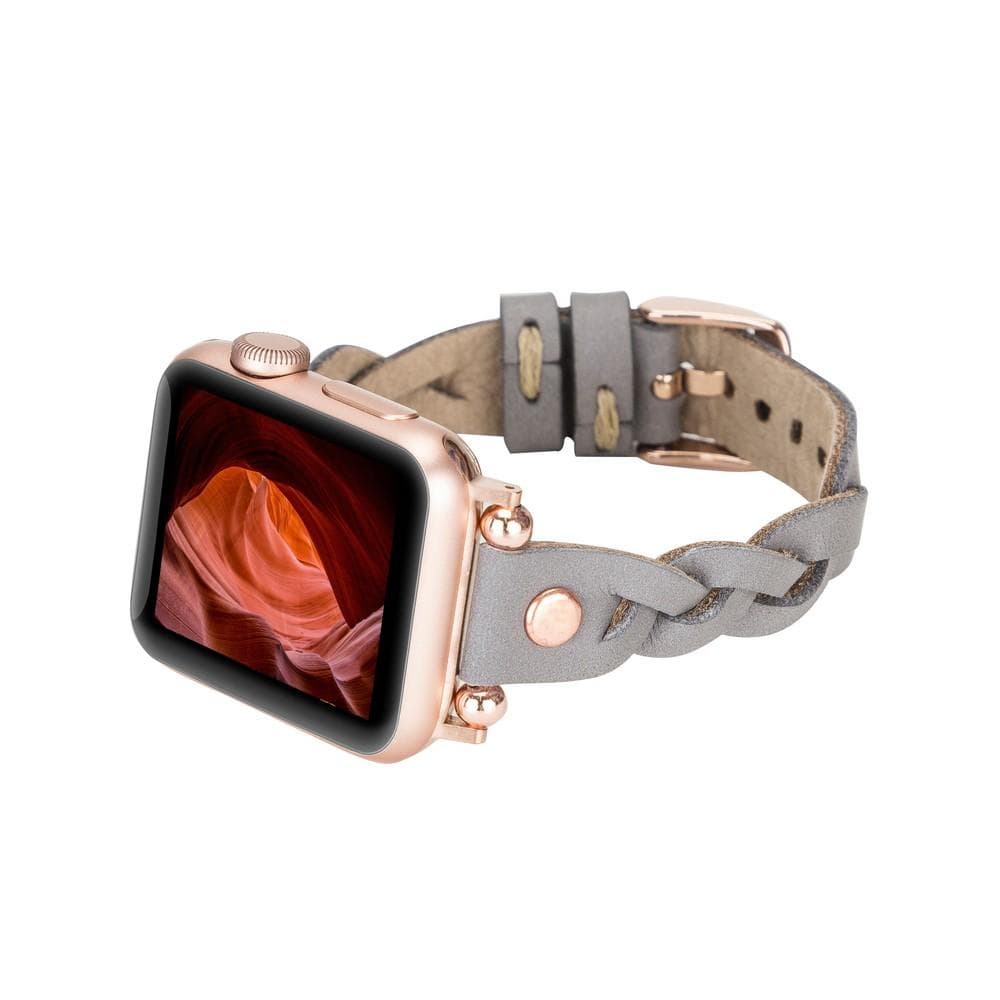 Wanda Ferro geflochtenes Apple-Watch-Armband aus echtem Leder im Trok-Stil in Roségold