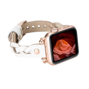Wanda Ferro geflochtenes Apple-Watch-Armband aus echtem Leder im Trok-Stil in Roségold