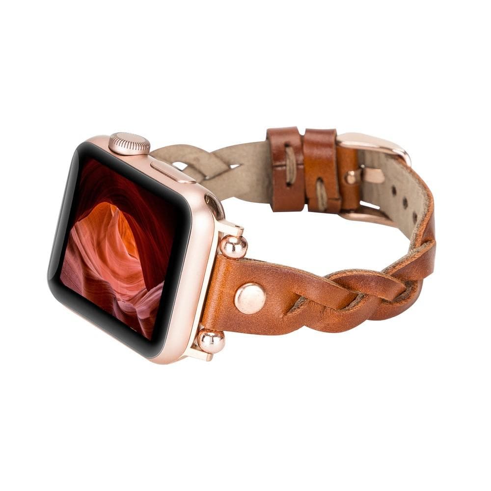 Wanda Ferro geflochtenes Apple-Watch-Armband aus echtem Leder im Trok-Stil in Roségold