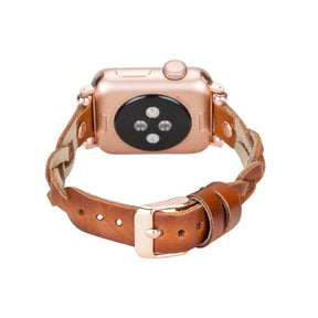 Wanda Ferro geflochtenes Apple-Watch-Armband aus echtem Leder im Trok-Stil in Roségold