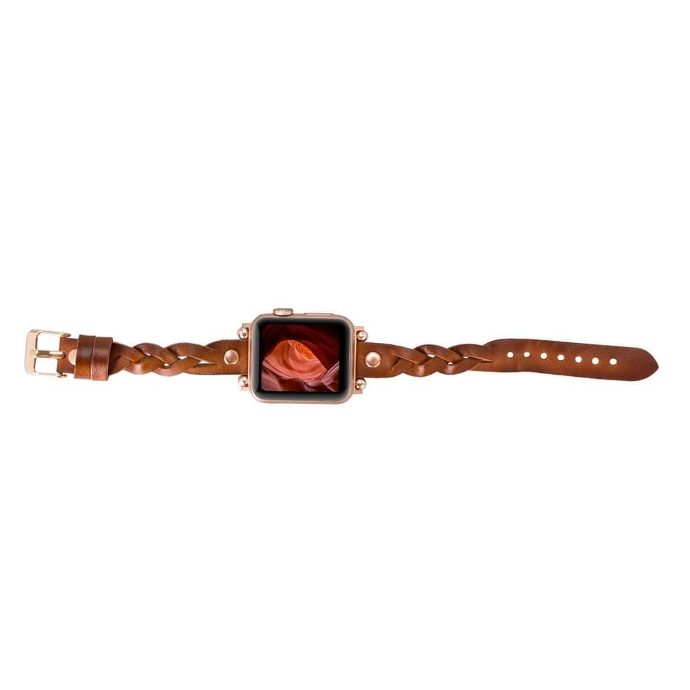 Wanda Ferro geflochtenes Apple-Watch-Armband aus echtem Leder im Trok-Stil in Roségold