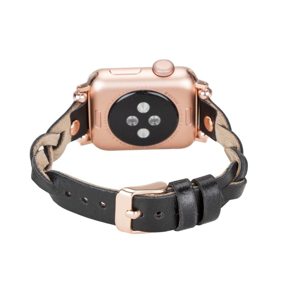 Wanda Ferro geflochtenes Apple-Watch-Armband aus echtem Leder im Trok-Stil in Roségold