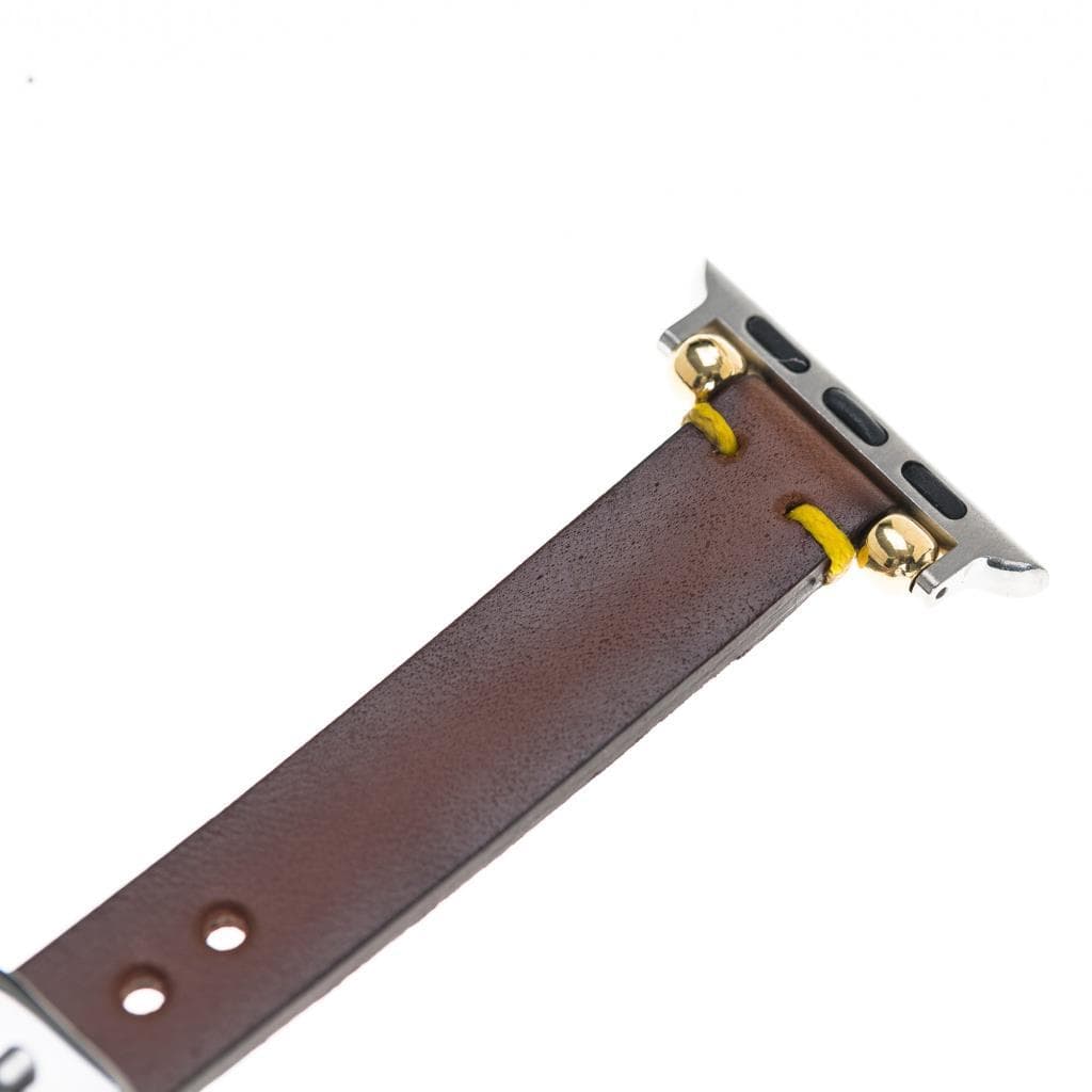 Nahthaftes Apple-Watch-Armband aus echtem Leder im Ferro-Stil