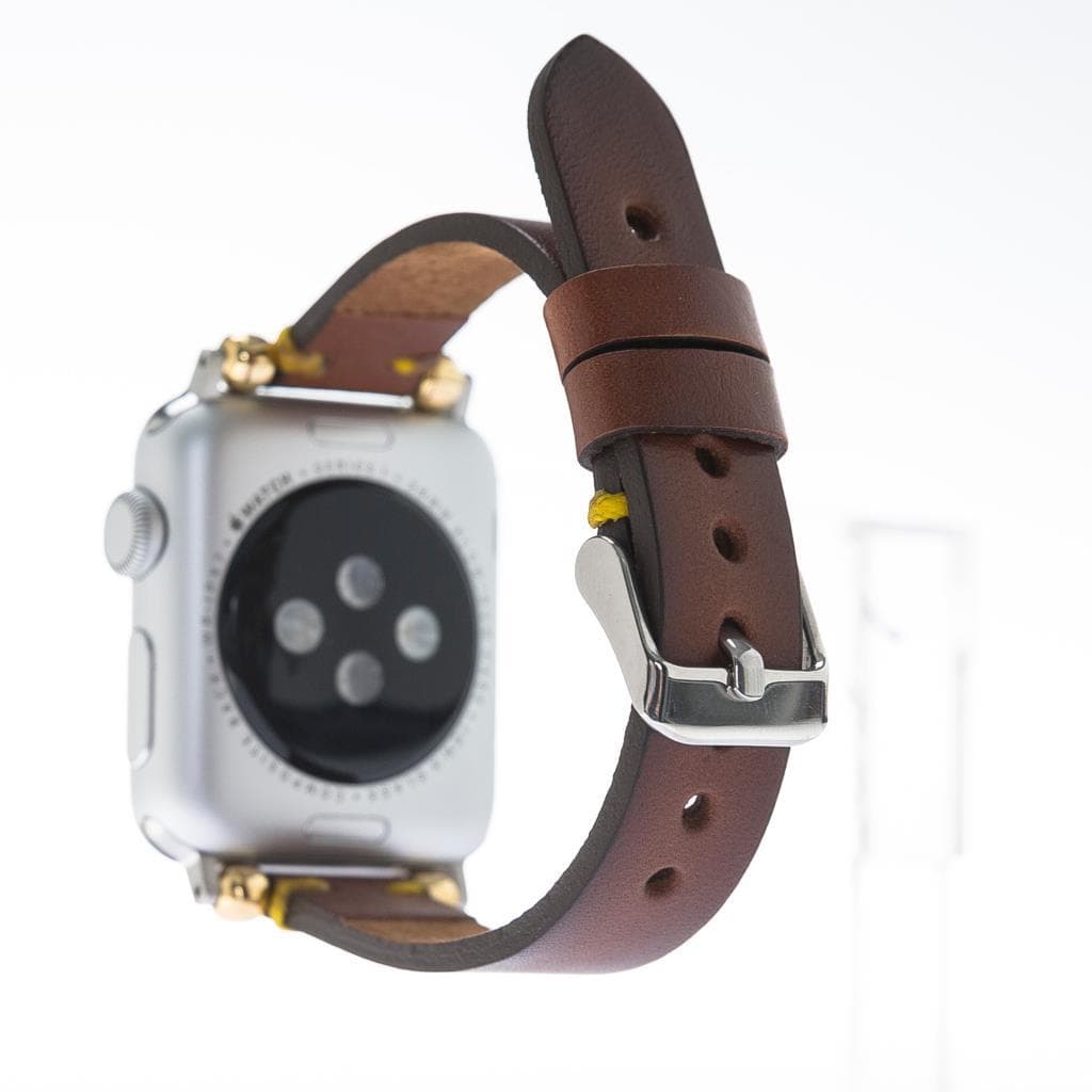 Nahthaftes Apple-Watch-Armband aus echtem Leder im Ferro-Stil