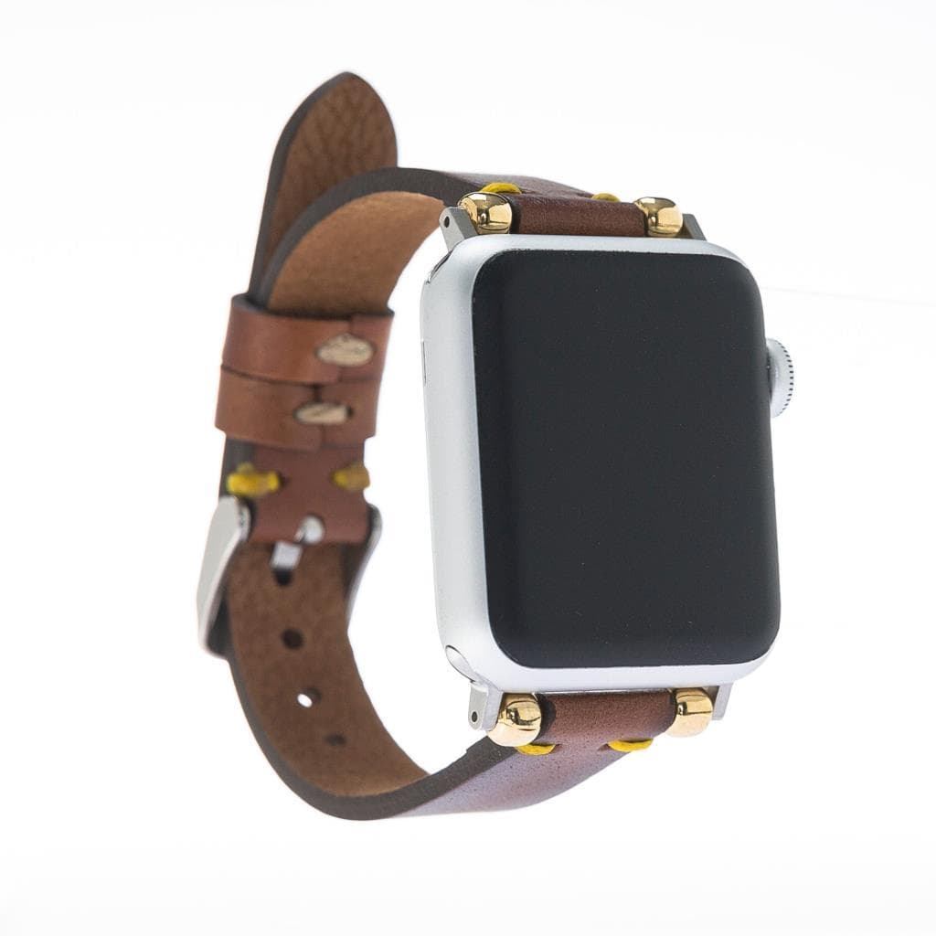 Nahthaftes Apple-Watch-Armband aus echtem Leder im Ferro-Stil
