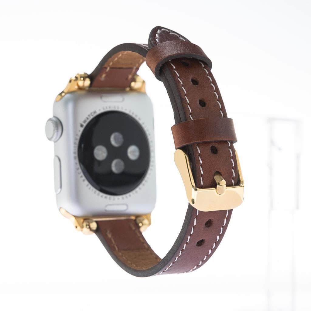 Nahthaftes Apple-Watch-Armband aus echtem Leder im Ferro-Stil