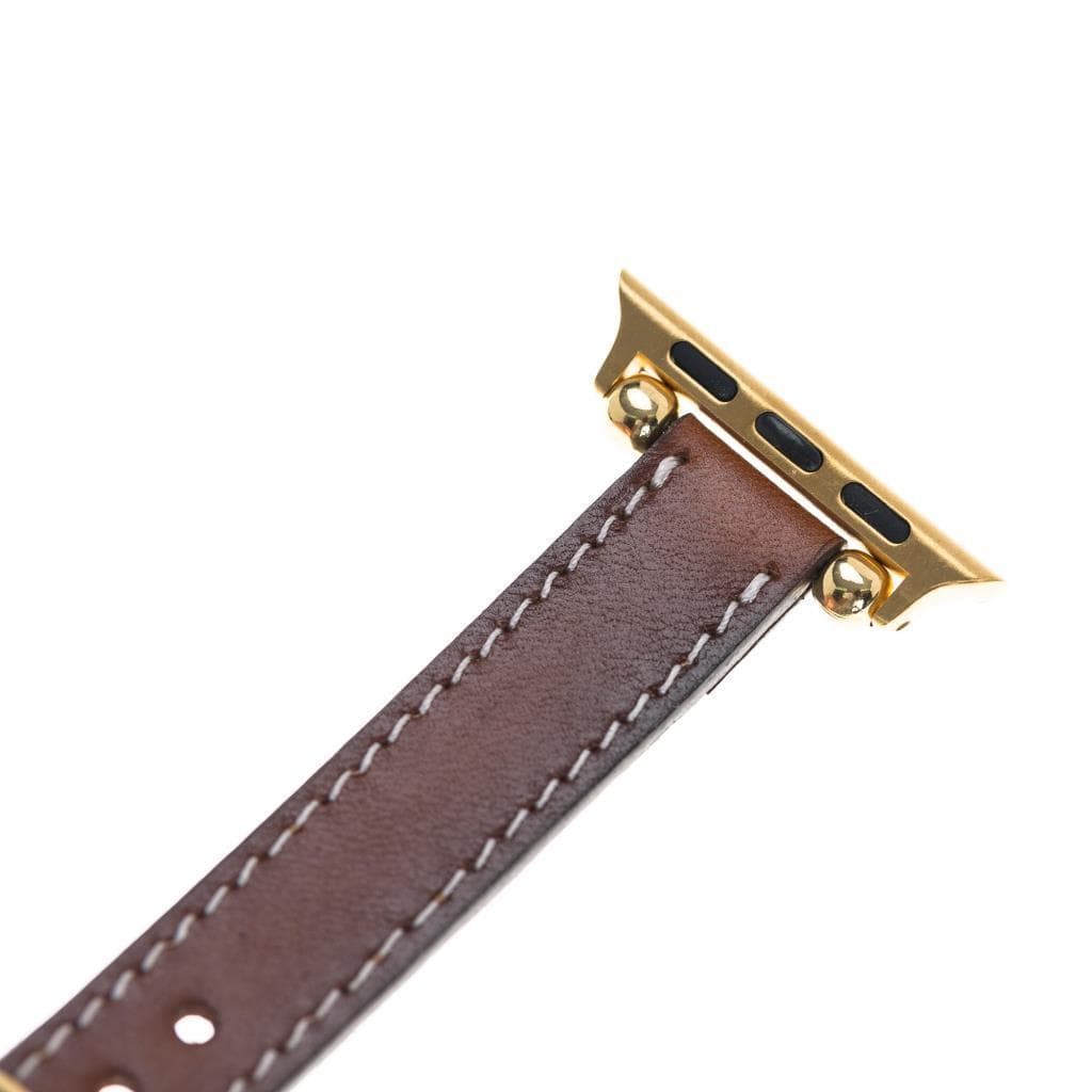 Nahthaftes Apple-Watch-Armband aus echtem Leder im Ferro-Stil