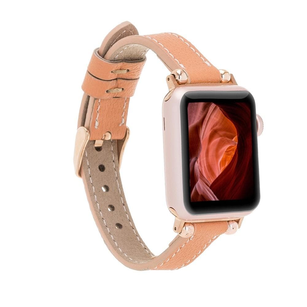 Nahthaftes Apple-Watch-Armband aus echtem Leder im Ferro-Stil