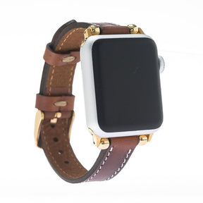 Nahthaftes Apple-Watch-Armband aus echtem Leder im Ferro-Stil