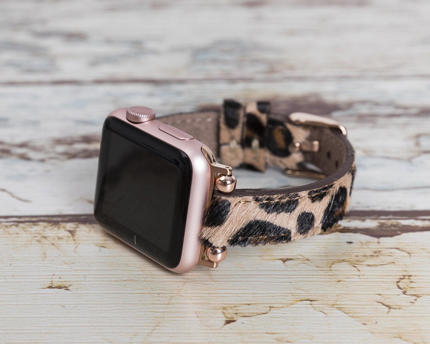 Nahthaftes Apple-Watch-Armband aus echtem Leder im Ferro-Stil