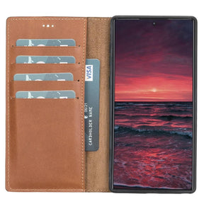 Magische abnehmbare Samsung-Brieftaschenhülle aus echtem Leder – MW