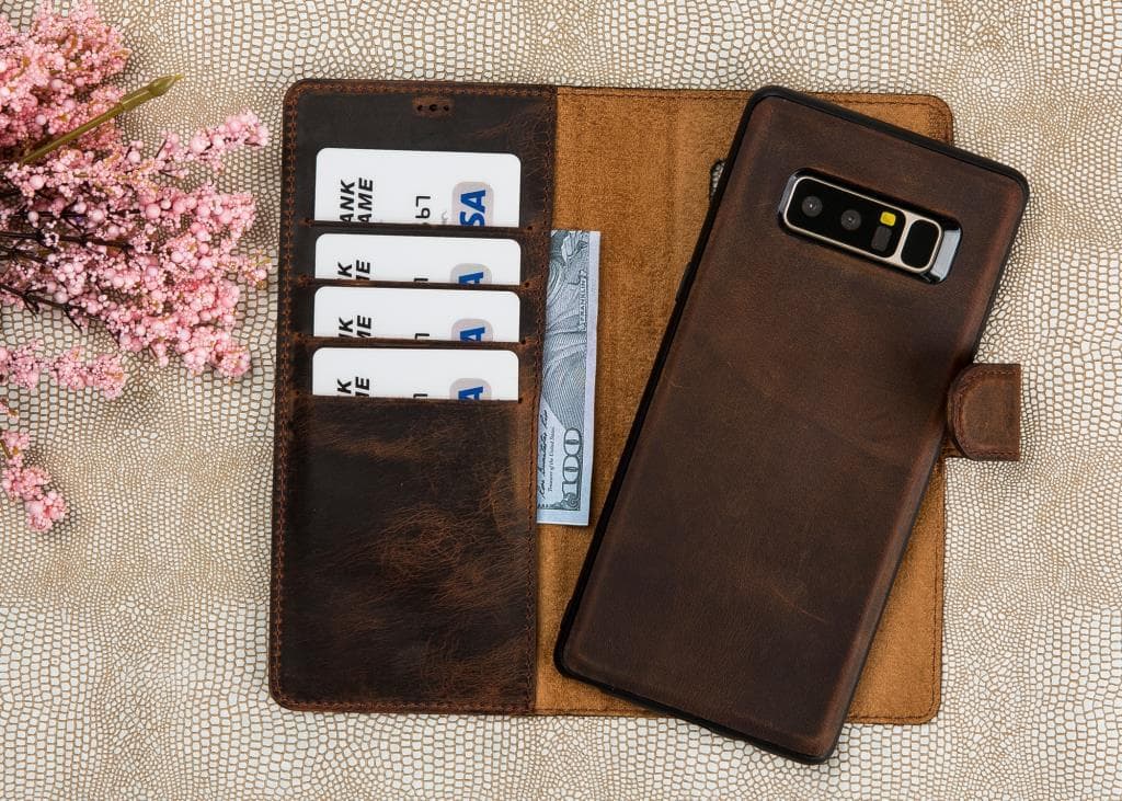 Magische abnehmbare Samsung-Brieftaschenhülle aus echtem Leder – MW
