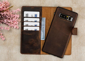 Magische abnehmbare Samsung-Brieftaschenhülle aus echtem Leder – MW