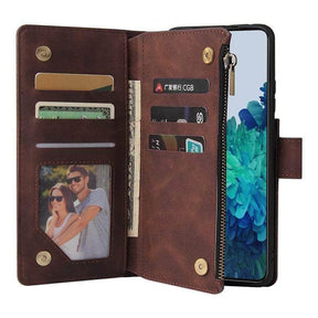 Kunstleren telefoonhoesje met rits voor de Galaxy S21