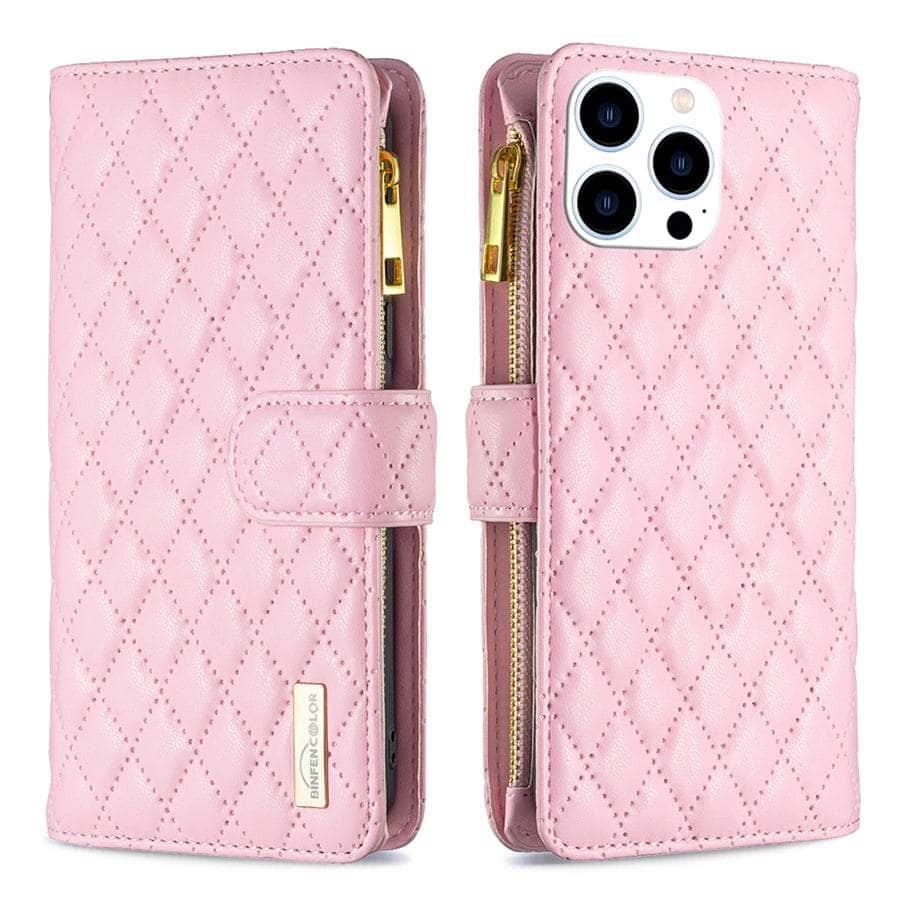 Kunstleren telefoonhoesje met rits voor iPhone 14 Pro Max