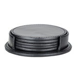 Leather Coasters Black - Set of 6 pieces